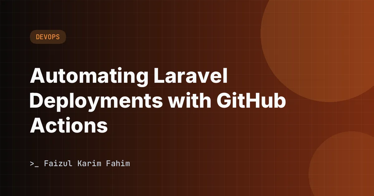 Illustration of a Laravel logo being deployed to an Ubuntu server via GitHub Actions workflow.