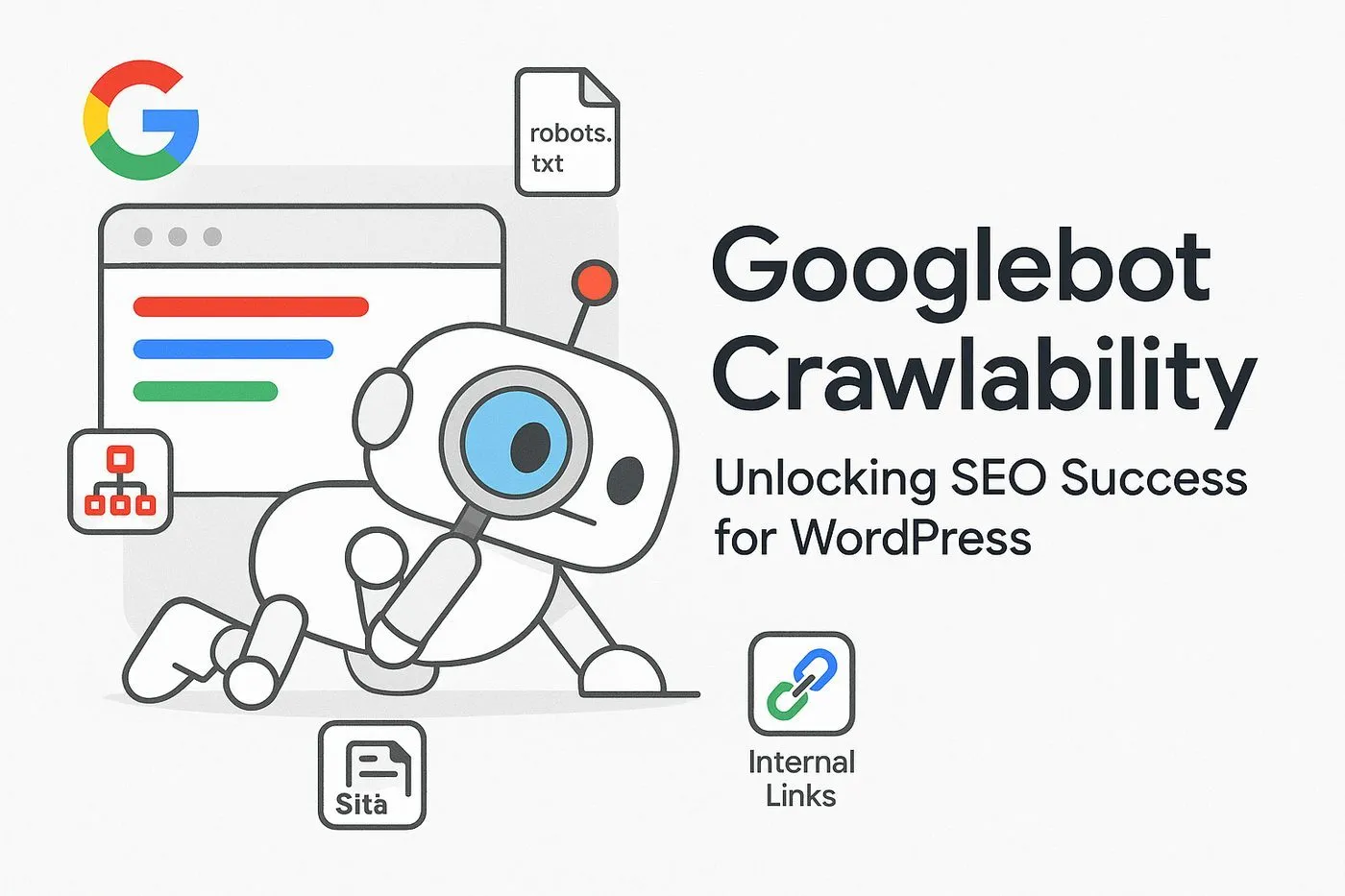 Googlebot crawling a website illustration