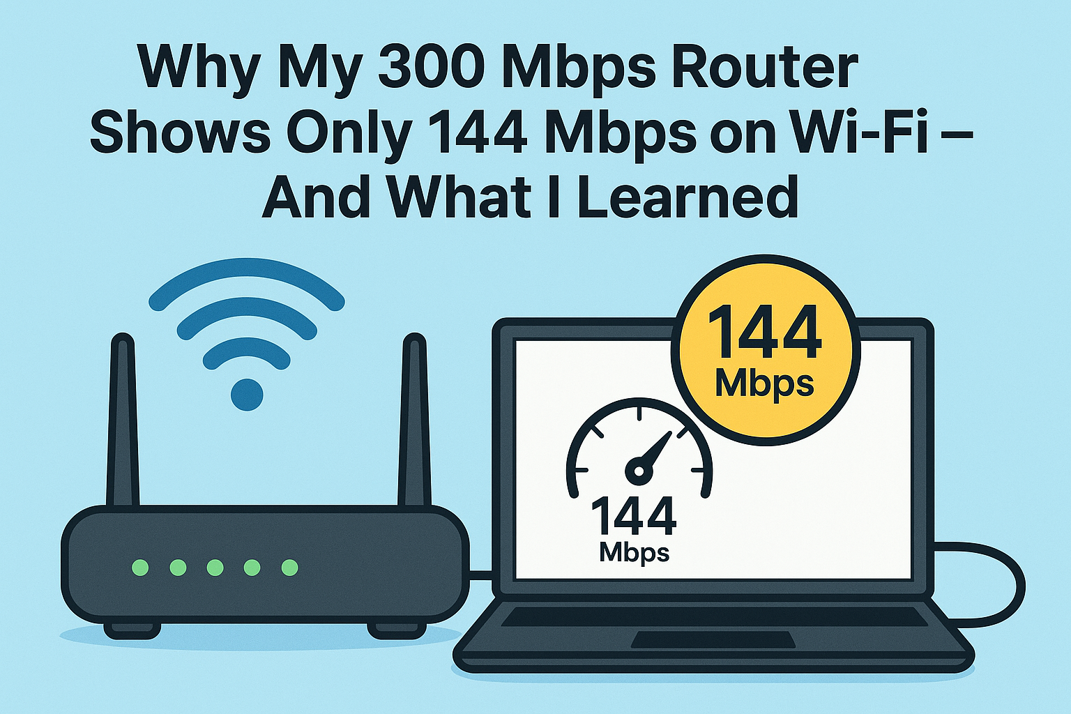 Why My 300 Mbps Router Shows Only 144 Mbps on Wi-Fi — And What I Learned